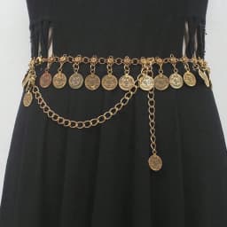 Women's Metal Belly Chain with Shaking Coins. Bohemian-Style Waist Belt. A Light Luxury and Retro Waist Chain with an European A