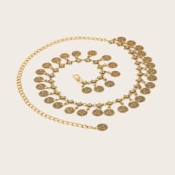 Women's Metal Belly Chain with Shaking Coins. Bohemian-Style Waist Belt. A Light Luxury and Retro Waist Chain with an European A