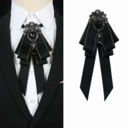 Luxury Black Rhinestone Ribbon Bowtie Fashion Fabric Cloth Art Handmade Crystal Bow Tie Ribbon Bow Brooch Neck Tie
