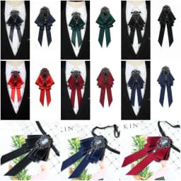 Luxury Black Rhinestone Ribbon Bowtie Fashion Fabric Cloth Art Handmade Crystal Bow Tie Ribbon Bow Brooch Neck Tie