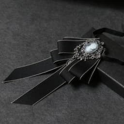 Luxury Black Rhinestone Ribbon Bowtie Fashion Fabric Cloth Art Handmade Crystal Bow Tie Ribbon Bow Brooch Neck Tie