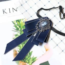 Luxury Black Rhinestone Ribbon Bowtie Fashion Fabric Cloth Art Handmade Crystal Bow Tie Ribbon Bow Brooch Neck Tie