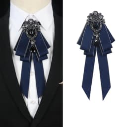 Luxury Black Rhinestone Ribbon Bowtie Fashion Fabric Cloth Art Handmade Crystal Bow Tie Ribbon Bow Brooch Neck Tie