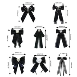 Elegant Lace Ribbon Bowtie Black College Style Collar Rhinestones Jewelry Student Shirt Korean Fabric Bow Brooches