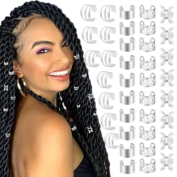 40PCS Hair Jewelry for Braids  Hair Cuffs Multi Style Rings Adjustable Hair Beads for Braid Loc Dreadlock Accessories