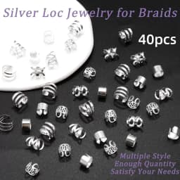 40PCS Hair Jewelry for Braids  Hair Cuffs Multi Style Rings Adjustable Hair Beads for Braid Loc Dreadlock Accessories