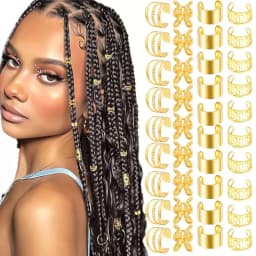 40PCS Hair Jewelry for Braids  Hair Cuffs Multi Style Rings Adjustable Hair Beads for Braid Loc Dreadlock Accessories