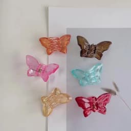 6pcs/set Multicolor Transparent butterfly Trumpet Hair Claw Hair Embellishment Small Hair Thin Hair Special Holiday Gift