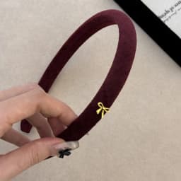 Korean autumn and winter velvet noble narrow version headband simple small bow hair accessories 2025 versatile high cranial top