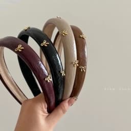 Korean autumn and winter velvet noble narrow version headband simple small bow hair accessories 2025 versatile high cranial top