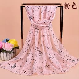 Ladies 50x160CM Scarves Musical Note Print Chiffon Neck Scarf Shawl Soft Scarves High Quality Fabulous Elastic Party Gift