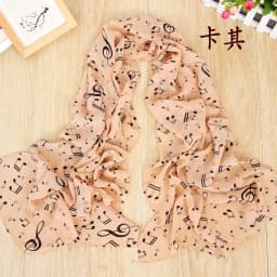 Ladies 50x160CM Scarves Musical Note Print Chiffon Neck Scarf Shawl Soft Scarves High Quality Fabulous Elastic Party Gift