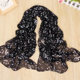 Ladies 50x160CM Scarves Musical Note Print Chiffon Neck Scarf Shawl Soft Scarves High Quality Fabulous Elastic Party Gift