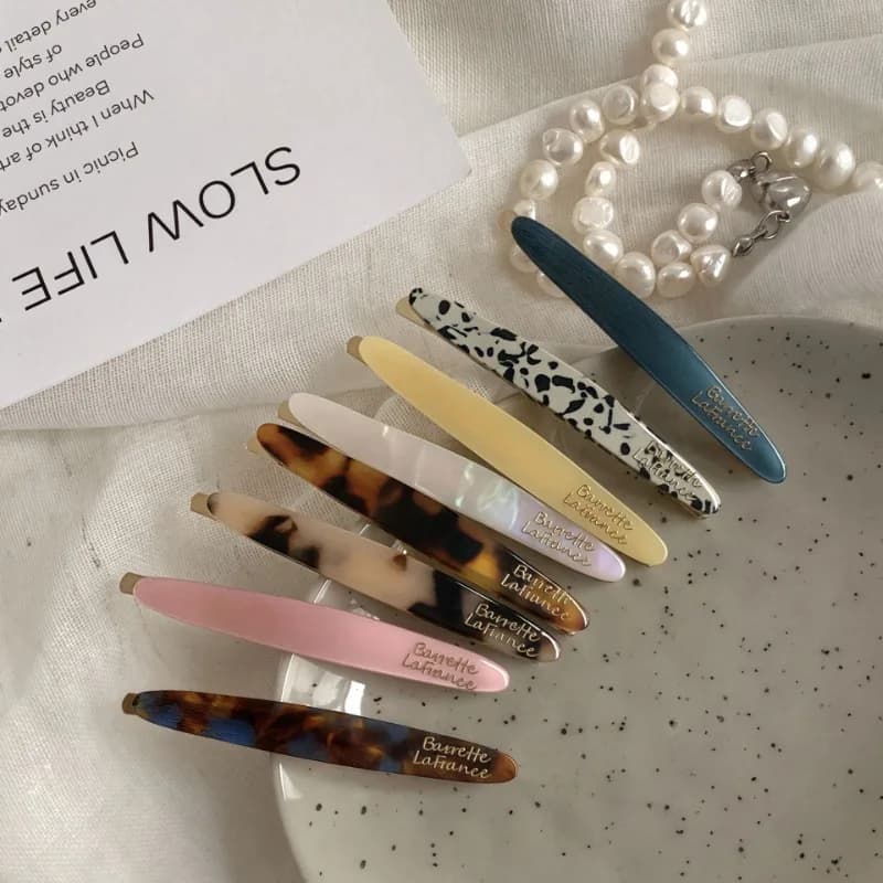 Korean version of acetic acid hairpin side clip female side one-word clip 2025 new clip back of head bangs broken hairpin
