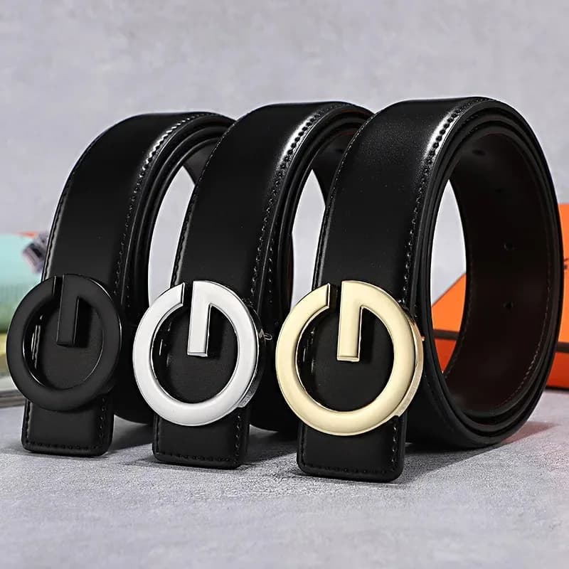 3.3cm Men's Belt Leisure Genuine Leather Belt Fashion Alloy Smooth G Buckle Designer Belt Men High Quality Male Luxury Waistband