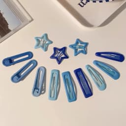 Blue Series Hair Clip Gradient Color Bangs Side Clips Metal Snap Hairpin Heart Star Headwear Sweet Hair Accessories