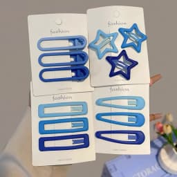 Blue Series Hair Clip Gradient Color Bangs Side Clips Metal Snap Hairpin Heart Star Headwear Sweet Hair Accessories