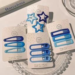 Blue Series Hair Clip Gradient Color Bangs Side Clips Metal Snap Hairpin Heart Star Headwear Sweet Hair Accessories