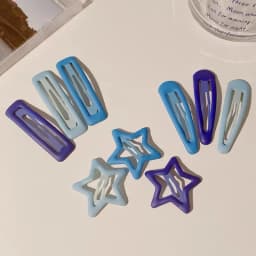 Blue Series Hair Clip Gradient Color Bangs Side Clips Metal Snap Hairpin Heart Star Headwear Sweet Hair Accessories