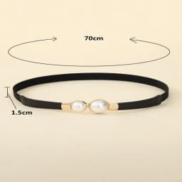 A Slender Waist Belt for the Dress, Which Can Cinch the Waist, Exudes an Elegant and Retro Charm. It Features Pearl Double Buckl