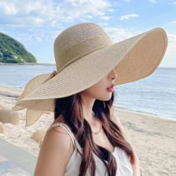 Ladies' hats, spring and summer new styles, large brimmed straw hats, summer UV resistant sun hats, foldable bow shaped sun hats