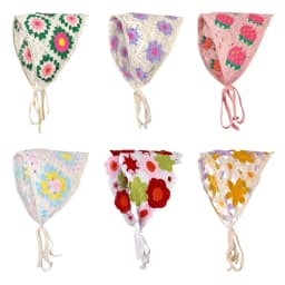 1 pcs women's hair scarf fashionable sweet rustic style knitted flower triangular headscarf cute kawaii Ladies' hair accessories