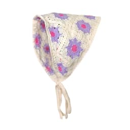 1 pcs women's hair scarf fashionable sweet rustic style knitted flower triangular headscarf cute kawaii Ladies' hair accessories