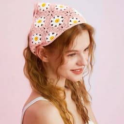 1 pcs women's hair scarf fashionable sweet rustic style knitted flower triangular headscarf cute kawaii Ladies' hair accessories
