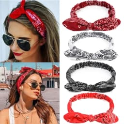 Vintage Cross Knot Elastic Hairbands Turban Bandanas Girls Hair Hands Hair Accessories Boho Women Soft Paisley Print Headbands