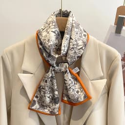 Women Silk Feel Printed Design Scarf Shawl Fashion Luxury Long Narrow Small Silk Scarves Ladies Headband Headscarve bags wrap