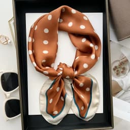 Ladies' Luxurious & Elegant Polka Dot Printed Spring/Summer Bandana Scarf, 70*70cm, Perfect For Daily Wear And Gift Giving