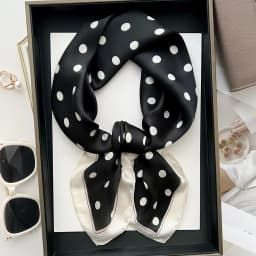Ladies' Luxurious & Elegant Polka Dot Printed Spring/Summer Bandana Scarf, 70*70cm, Perfect For Daily Wear And Gift Giving