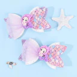 2Pcs Rainbow Unicorn Cartoon Hair Clip Kawaii Sweet Pastel Glitter Bow Hairpin For Girls & Kids Headwear Children's Accessories