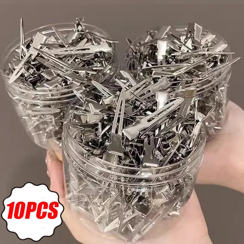 8.5cm Silver Metal Hair Fixed Pins Professional Ladies Curly Fluffy Hair Salon Seamless Duckbill Clips Hair Salon Styling Tools