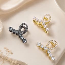 Mini Rhinestone Hair Claw Clip, Pearl Hair Clip, Korean Hair Accessories, Small Strong Hold Hair Claw, Elegant Crystal Hair Clip