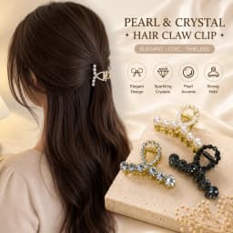 Mini Rhinestone Hair Claw Clip, Pearl Hair Clip, Korean Hair Accessories, Small Strong Hold Hair Claw, Elegant Crystal Hair Clip