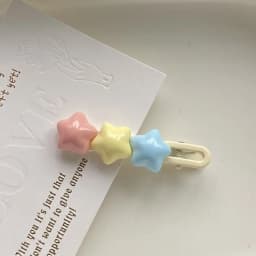 Pastel Star Hair Clips Cute 3 Color Kawaii Barrettes for Girls Long Wavy BB Hairpins for Side Bangs Aesthetic Hair Accessories