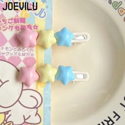 Pastel Star Hair Clips Cute 3 Color Kawaii Barrettes for Girls Long Wavy BB Hairpins for Side Bangs Aesthetic Hair Accessories