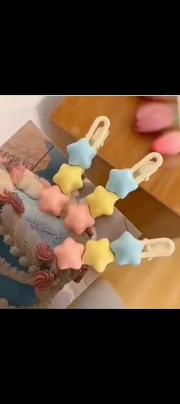 Pastel Star Hair Clips Cute 3 Color Kawaii Barrettes for Girls Long Wavy BB Hairpins for Side Bangs Aesthetic Hair Accessories