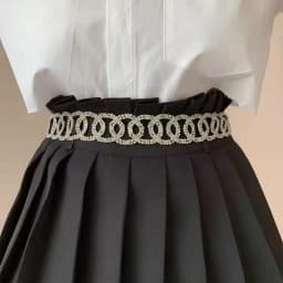 Luxury New Minimalist Metal Rhinestone Wavy Round Circle Wedding Waist Chain Belt