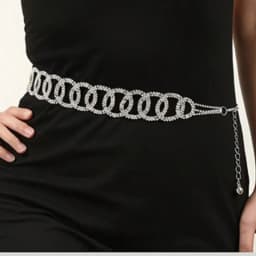 Luxury New Minimalist Metal Rhinestone Wavy Round Circle Wedding Waist Chain Belt