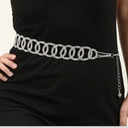 Luxury New Minimalist Metal Rhinestone Wavy Round Circle Wedding Waist Chain Belt