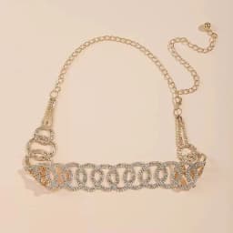Luxury New Minimalist Metal Rhinestone Wavy Round Circle Wedding Waist Chain Belt
