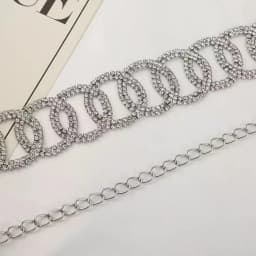 Luxury New Minimalist Metal Rhinestone Wavy Round Circle Wedding Waist Chain Belt