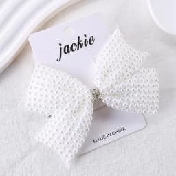 Trendy White Pearls Bow Hair Clips Sweet Beads Rhinestone Hairpin Bownot Barrette For Girl Children Korean Headdress Accessories