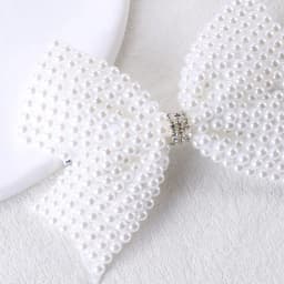 Trendy White Pearls Bow Hair Clips Sweet Beads Rhinestone Hairpin Bownot Barrette For Girl Children Korean Headdress Accessories