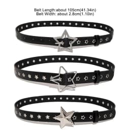 Punk Pentagram Rivet Belts For Men Women Star Eyelet Grommet Waist Strap Adjustable Waist Belt Double Pin Buckle Y2k Style Belts