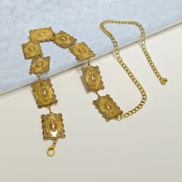 Vintage rectangle Craved Metal Waist Chain for Women Western Cowboy High Quality Luxury Designer Exquisite Golden Chain Belt