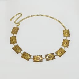 Vintage rectangle Craved Metal Waist Chain for Women Western Cowboy High Quality Luxury Designer Exquisite Golden Chain Belt