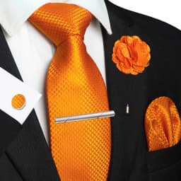 Brown Yellow Plaid Ties For Men Luxury 8cm Silk Tie Pin Pocket Square Cufflinks Tie Clip Set Business Party Wedding Accessories